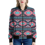 Pink And Blue Southwestern Pattern Print Women's Bomber Jacket
