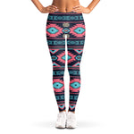 Pink And Blue Southwestern Pattern Print Women's Leggings
