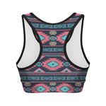 Pink And Blue Southwestern Pattern Print Women's Sports Bra