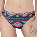 Pink And Blue Southwestern Pattern Print Women's Thong