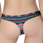 Pink And Blue Southwestern Pattern Print Women's Thong
