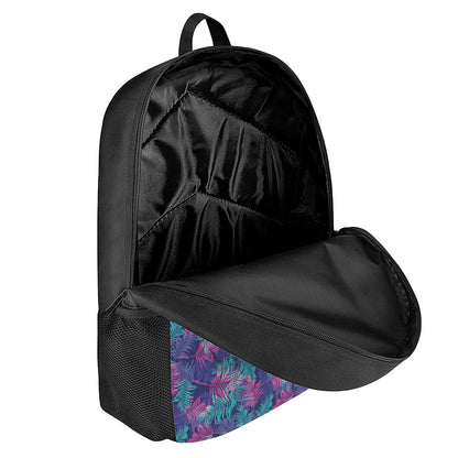Pink And Blue Tropical Palm Leaf Print 17 Inch Backpack
