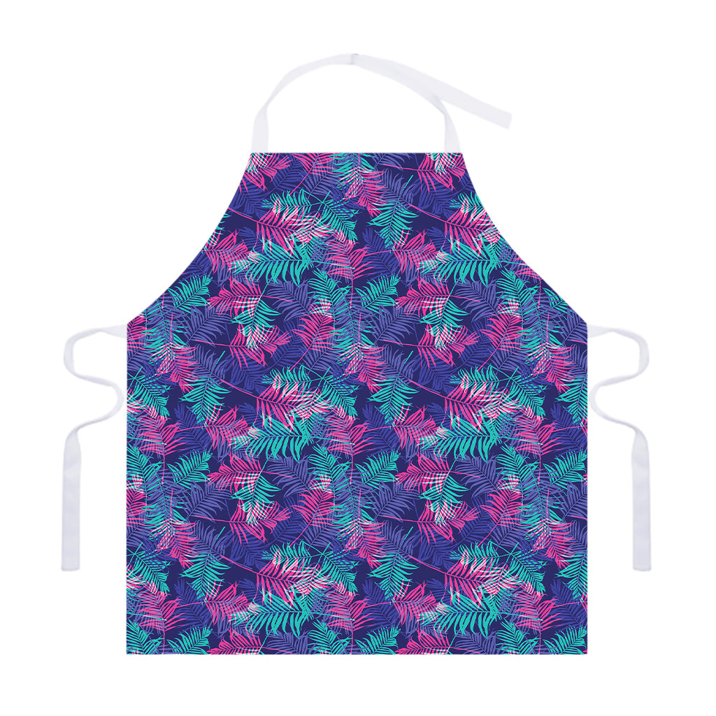 Pink And Blue Tropical Palm Leaf Print Adjustable Apron