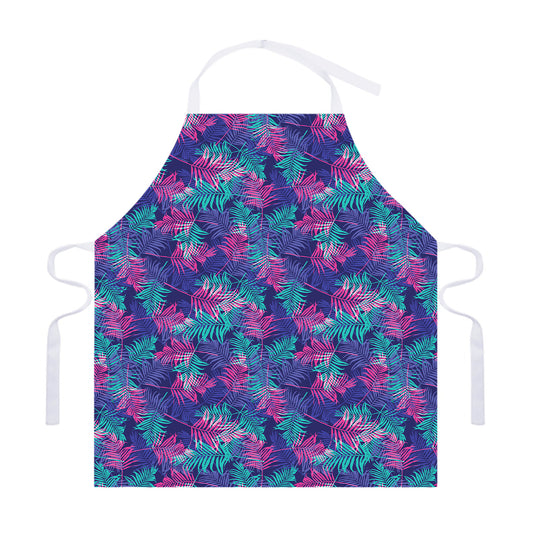 Pink And Blue Tropical Palm Leaf Print Adjustable Apron