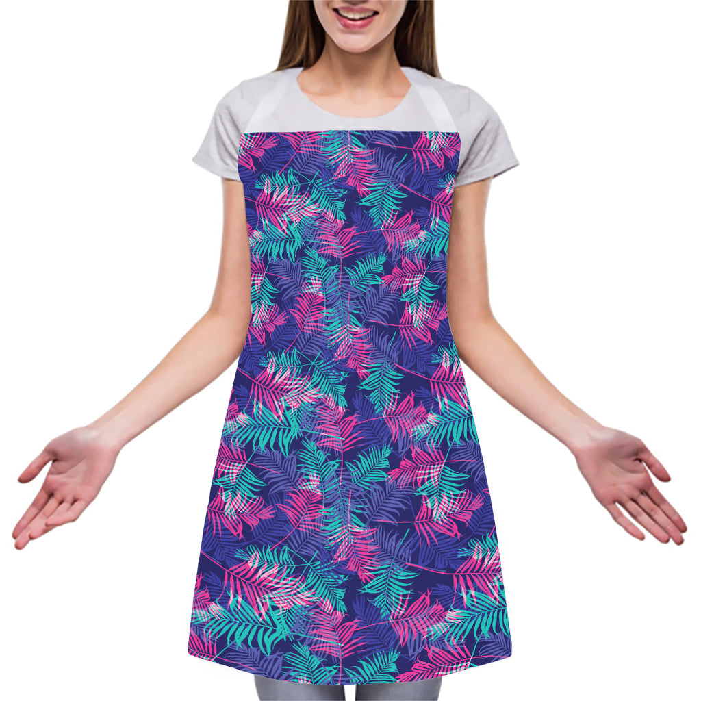 Pink And Blue Tropical Palm Leaf Print Adjustable Apron