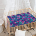 Pink And Blue Tropical Palm Leaf Print Baby Crib Sheet