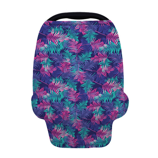 Pink And Blue Tropical Palm Leaf Print Baby Seat Cover
