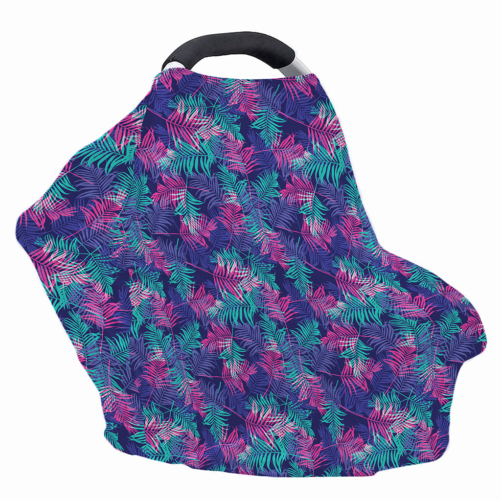 Pink And Blue Tropical Palm Leaf Print Baby Seat Cover