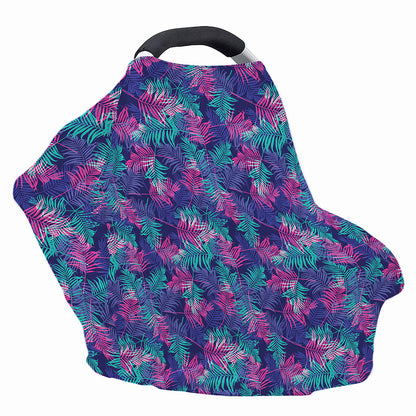 Pink And Blue Tropical Palm Leaf Print Baby Seat Cover