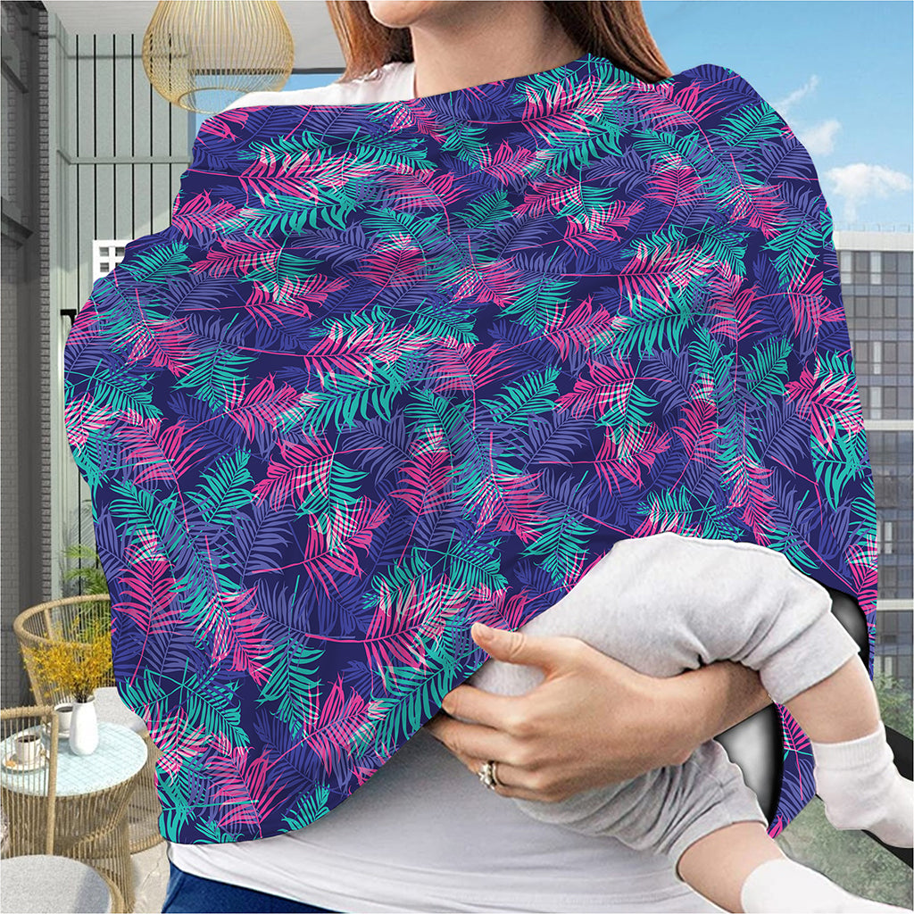 Pink And Blue Tropical Palm Leaf Print Baby Seat Cover