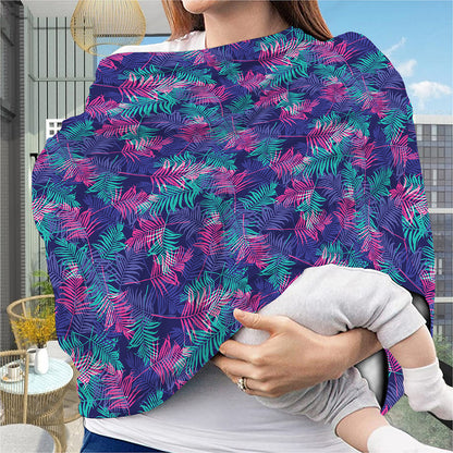 Pink And Blue Tropical Palm Leaf Print Baby Seat Cover