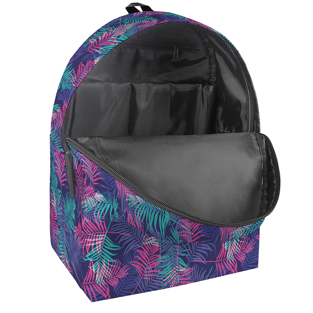 Pink And Blue Tropical Palm Leaf Print Backpack