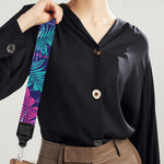 Pink And Blue Tropical Palm Leaf Print Bag Strap