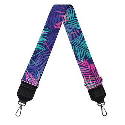 Pink And Blue Tropical Palm Leaf Print Bag Strap