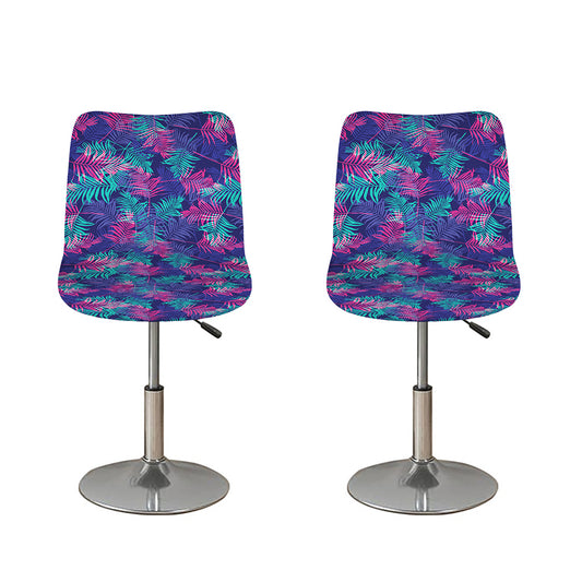Pink And Blue Tropical Palm Leaf Print Bar Stool Covers