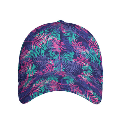 Pink And Blue Tropical Palm Leaf Print Baseball Cap