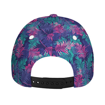 Pink And Blue Tropical Palm Leaf Print Baseball Cap