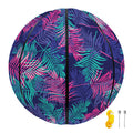 Pink And Blue Tropical Palm Leaf Print Basketball