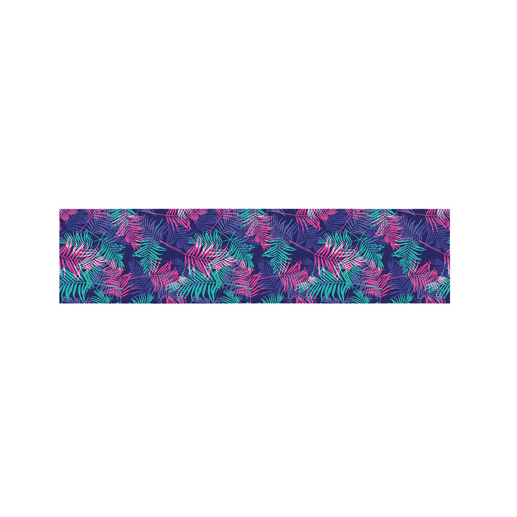 Pink And Blue Tropical Palm Leaf Print Bed Runner