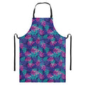 Pink And Blue Tropical Palm Leaf Print Bib Apron With Pocket