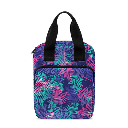 Pink And Blue Tropical Palm Leaf Print Bible Tote Bag
