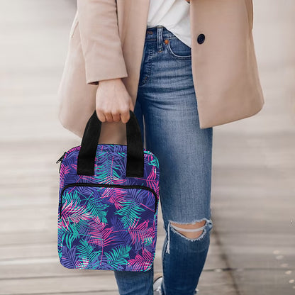 Pink And Blue Tropical Palm Leaf Print Bible Tote Bag