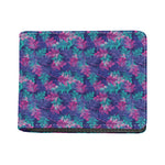 Pink And Blue Tropical Palm Leaf Print Bifold Wallet