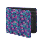Pink And Blue Tropical Palm Leaf Print Bifold Wallet