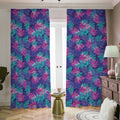 Pink And Blue Tropical Palm Leaf Print Dimout Pencil Pleat Curtains