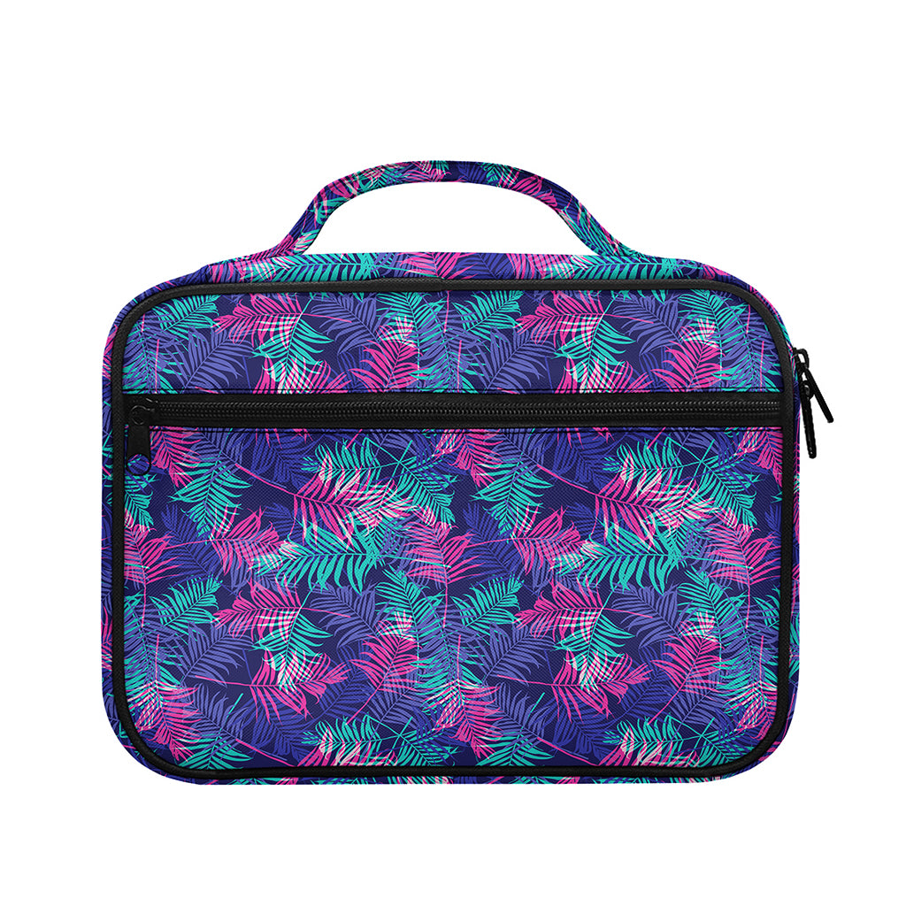 Pink And Blue Tropical Palm Leaf Print Briefcase Bible Bag
