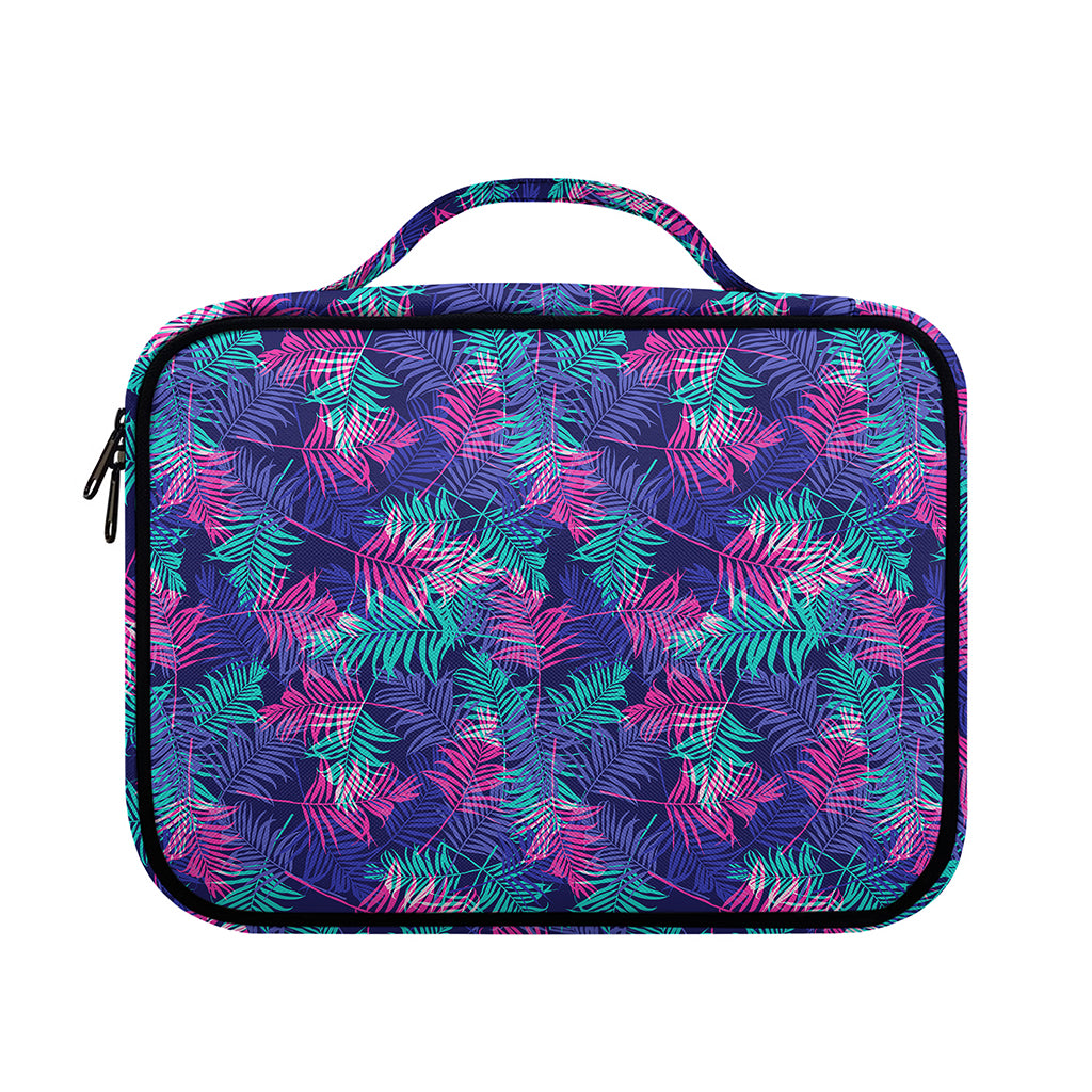 Pink And Blue Tropical Palm Leaf Print Briefcase Bible Bag