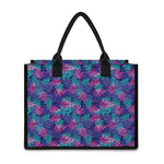 Pink And Blue Tropical Palm Leaf Print Canvas Tote Bag