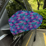 Pink And Blue Tropical Palm Leaf Print Car Side Mirror Covers