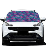 Pink And Blue Tropical Palm Leaf Print Car Windshield Snow Cover