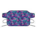 Pink And Blue Tropical Palm Leaf Print Car Windshield Snow Cover