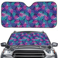 Pink And Blue Tropical Palm Leaf Print Car Windshield Sun Shade