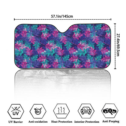 Pink And Blue Tropical Palm Leaf Print Car Windshield Sun Shade