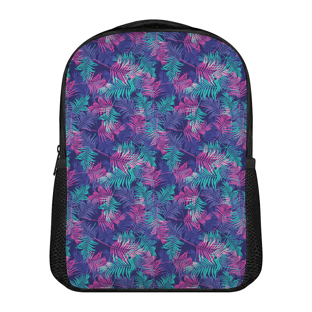 Pink And Blue Tropical Palm Leaf Print Casual Backpack