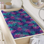 Pink And Blue Tropical Palm Leaf Print Changing Pad Cover