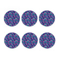 Pink And Blue Tropical Palm Leaf Print Coaster Set