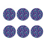 Pink And Blue Tropical Palm Leaf Print Coaster Set