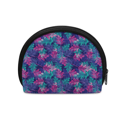 Pink And Blue Tropical Palm Leaf Print Coin Purse