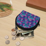 Pink And Blue Tropical Palm Leaf Print Coin Purse