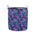 Pink And Blue Tropical Palm Leaf Print Collapsible Laundry Basket