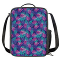 Pink And Blue Tropical Palm Leaf Print Crossbody Lunch Bag