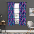 Pink And Blue Tropical Palm Leaf Print Grommet Curtain Panels