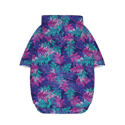 Pink And Blue Tropical Palm Leaf Print Dog Zip Up Hoodie
