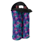Pink And Blue Tropical Palm Leaf Print Double Neoprene Wine Tote