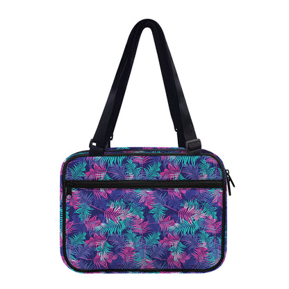 Pink And Blue Tropical Palm Leaf Print Double Strap Bible Bag