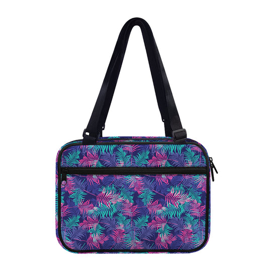 Pink And Blue Tropical Palm Leaf Print Double Strap Bible Bag
